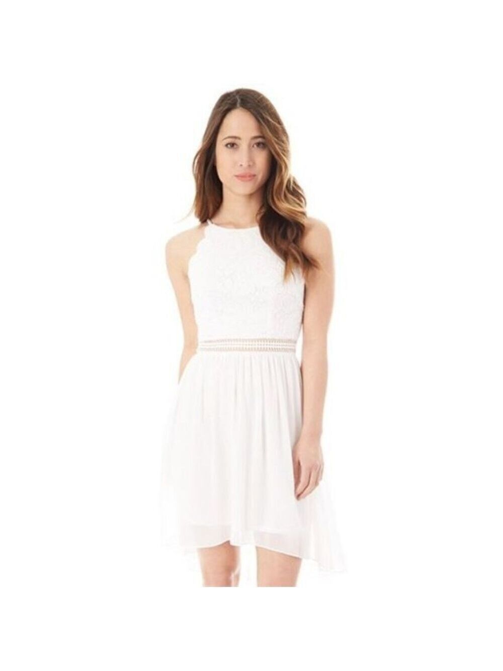 IZ BYER White Lace Eyelet Halter Dress Sz Junior’s 5